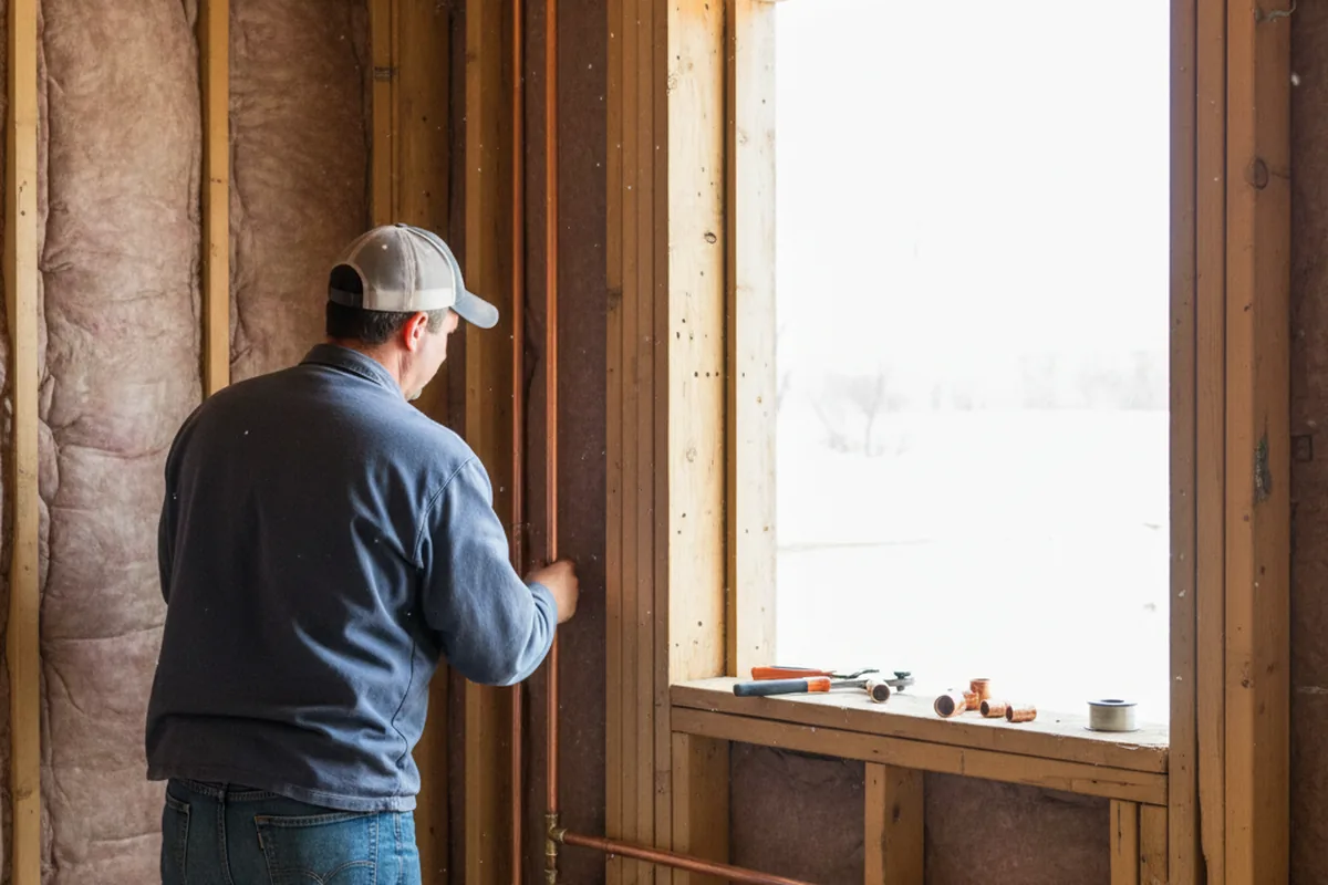 Licensed plumber running new copper supply lines in a Nederland home