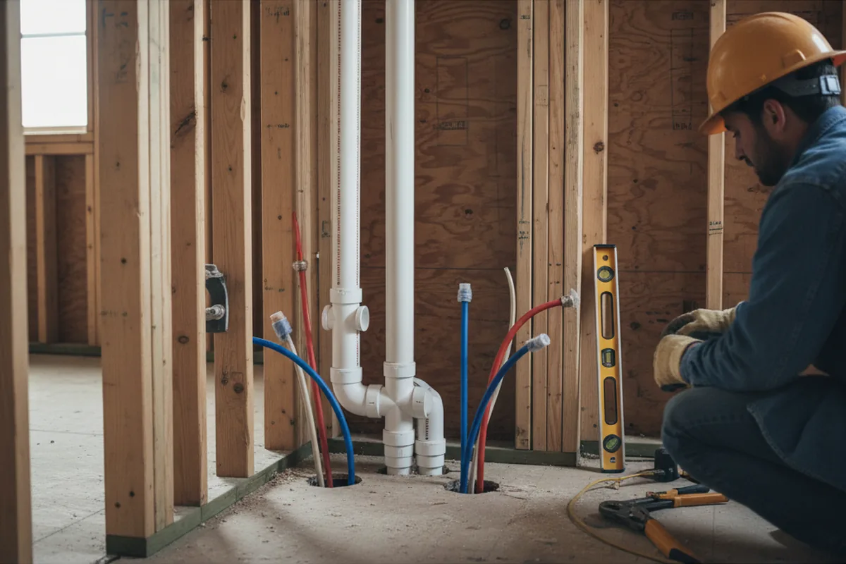 Drain and supply rough-in during Sump Pump Repair in Nederland