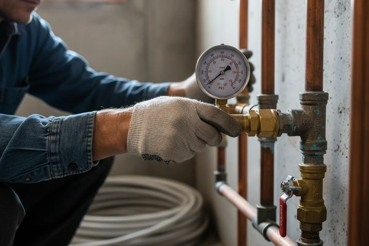 Pressure testing a repaired line during Water Line Repair in Nederland